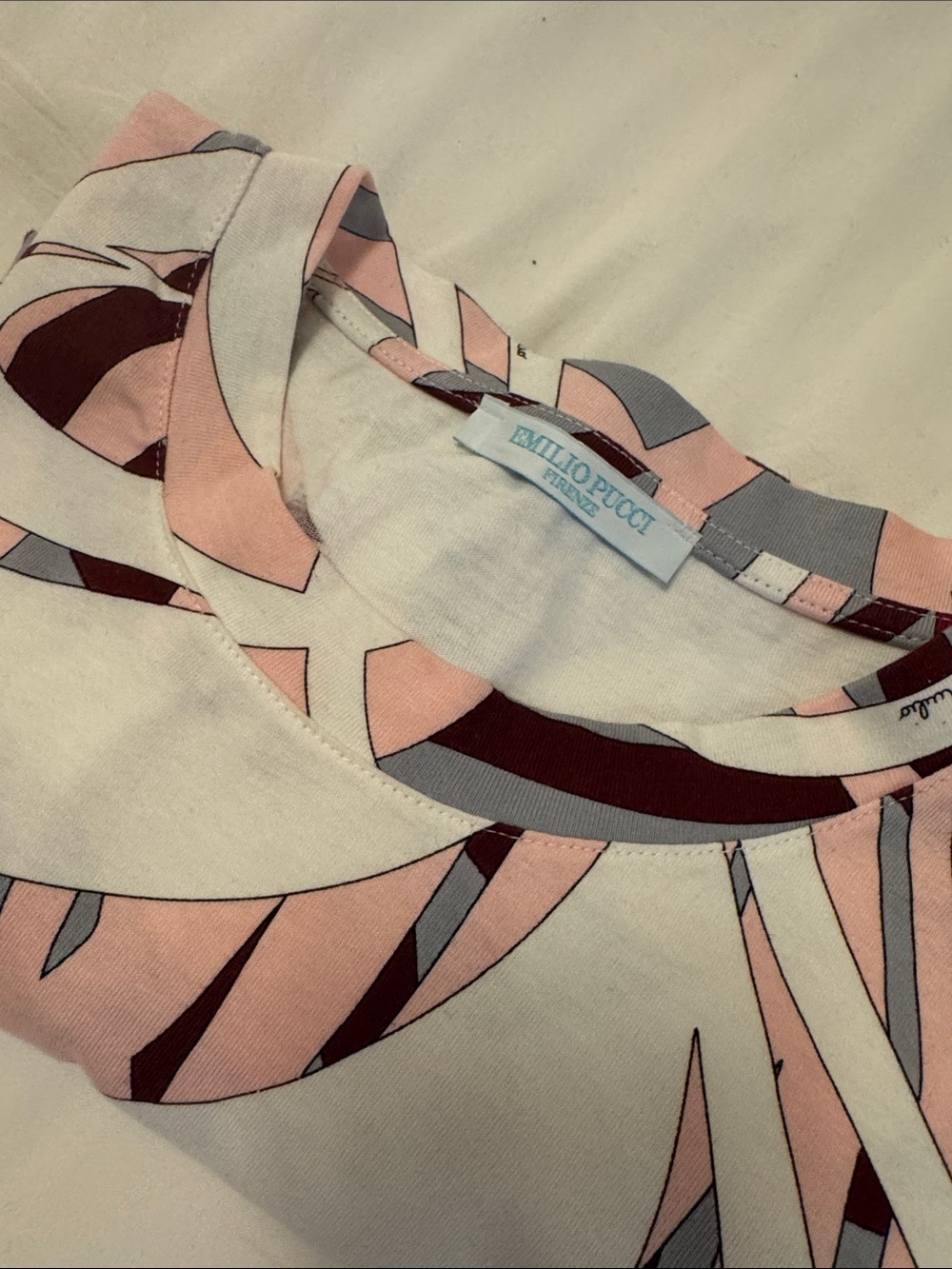 Emilio Pucci Pink, Gray & Burgundy Abstract Short Sleeve Top - Picture 10 of 12
